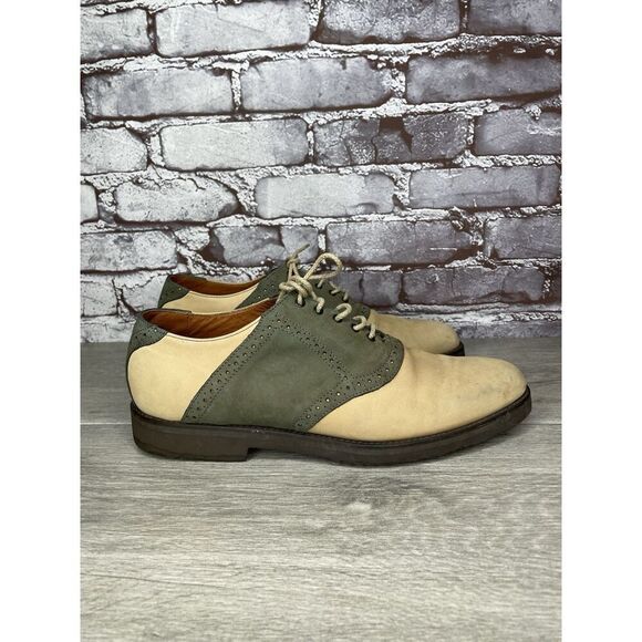 Vibram Gumlite Beige Green Leather Oxfords Brogue Shoes Men Sz 8.5M US/42EU - Picture 4 of 16